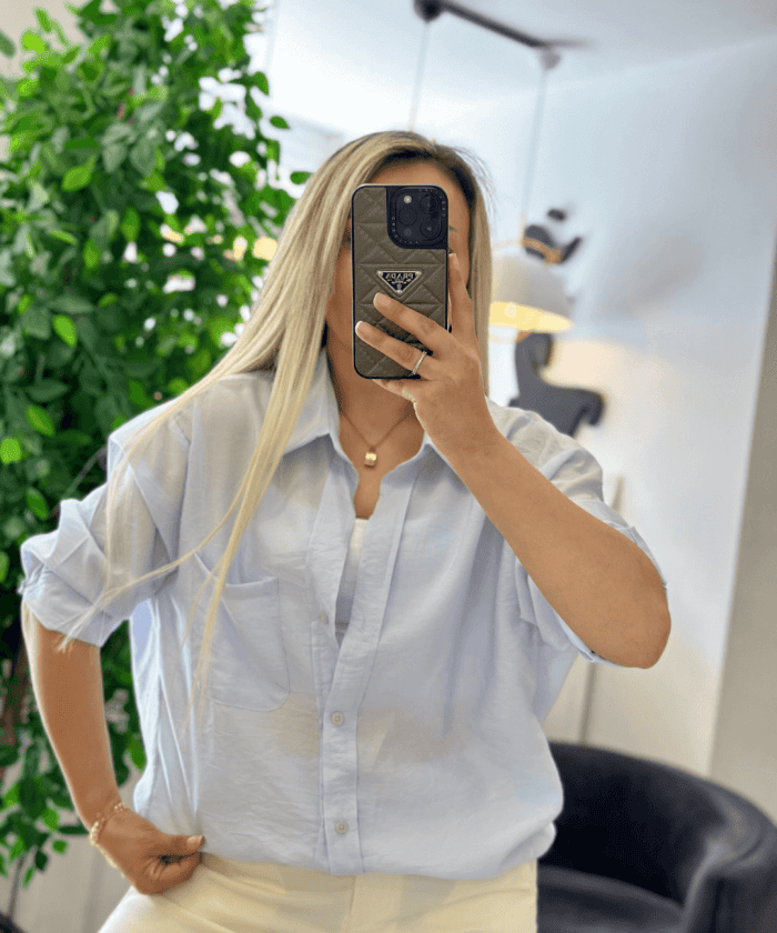 Alternative view of Oversize Standart Beden Mavi Gömlek