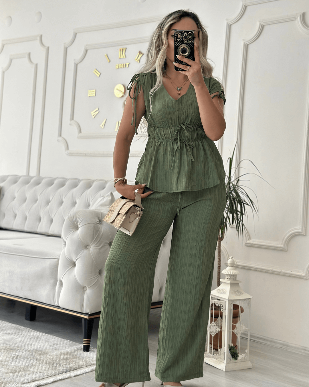 Bürümcük Kumaş Yeşil İkili Takım