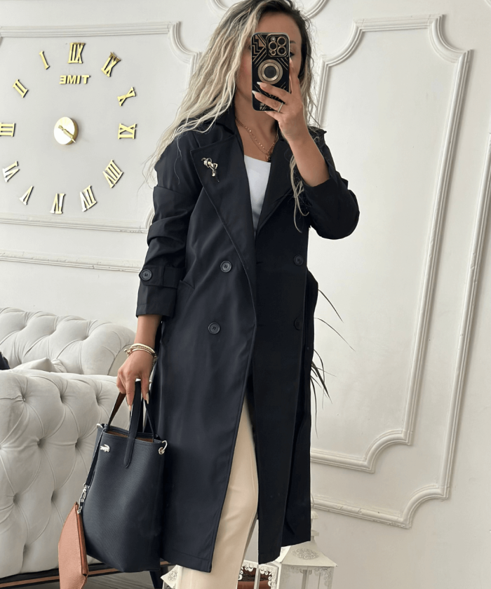 Alternative view of Kolu Kuşak Detaylı Trenç