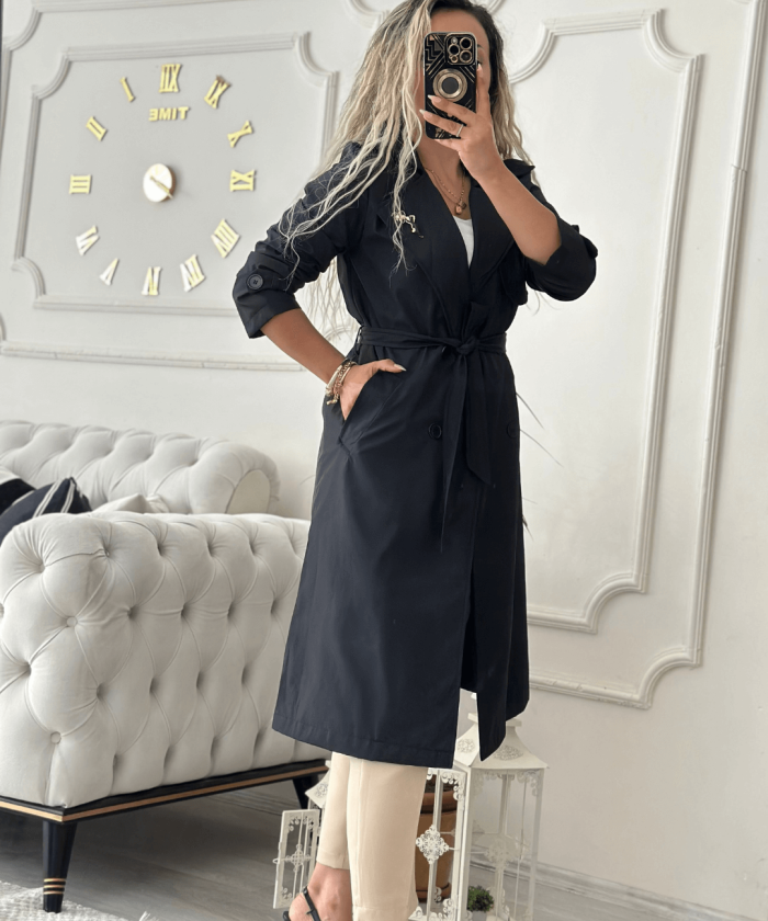 Kolu Kuşak Detaylı Trenç