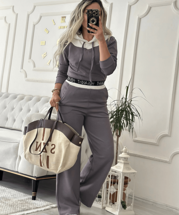 Alternative view of Gri Kapüşonlu Spor İkili Takım