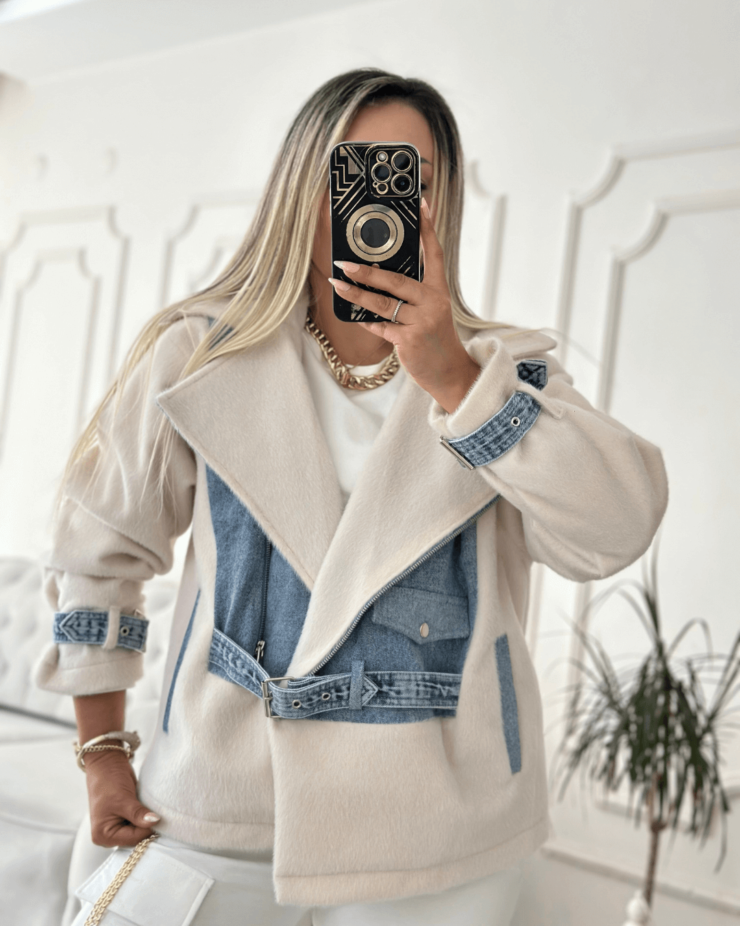 Kaşe Kot Detaylı Kaban