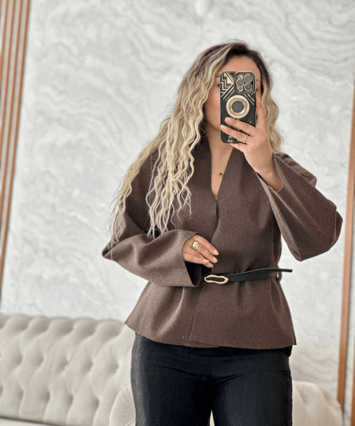 Kaşe Kemerli Kimono