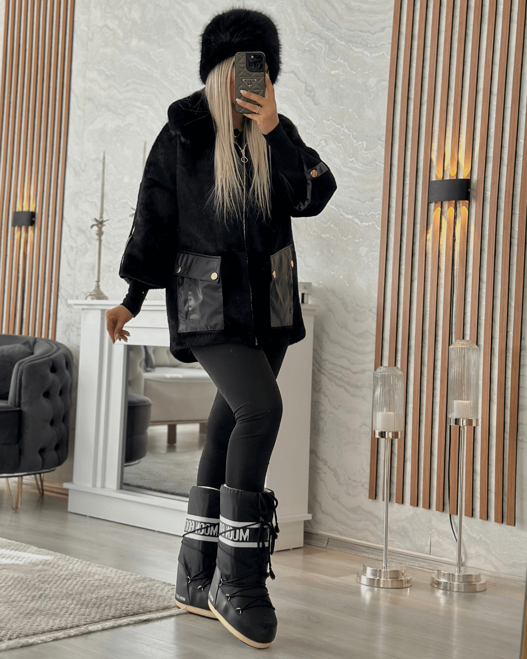 Premium Torba Cepli Kürklü Kaban