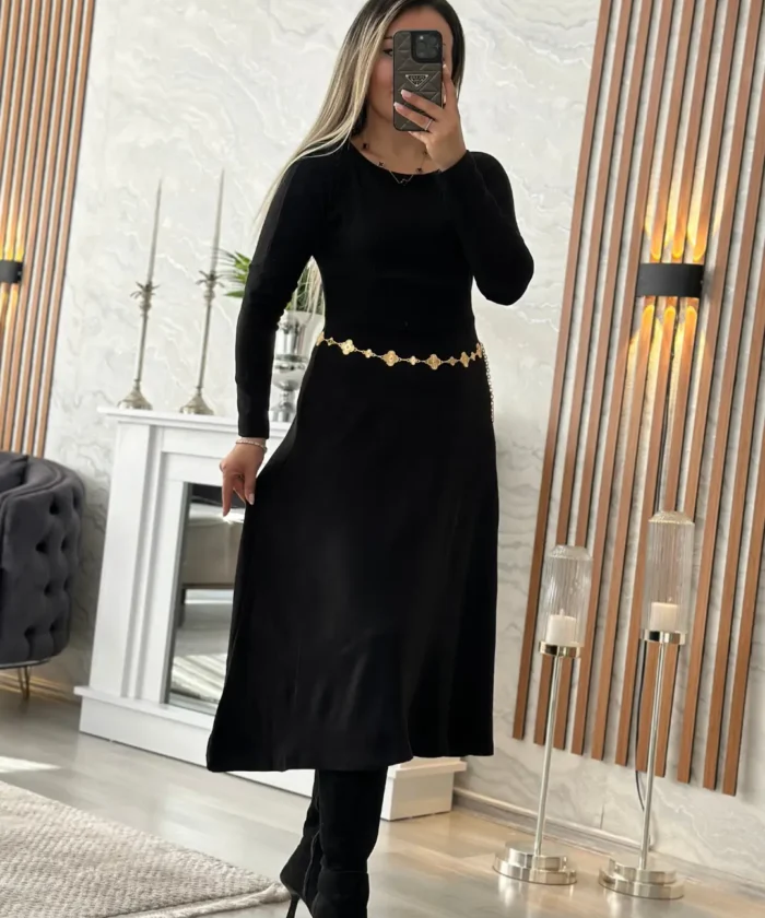 Alternative view of Triko Kemerli Kiloş Elbise