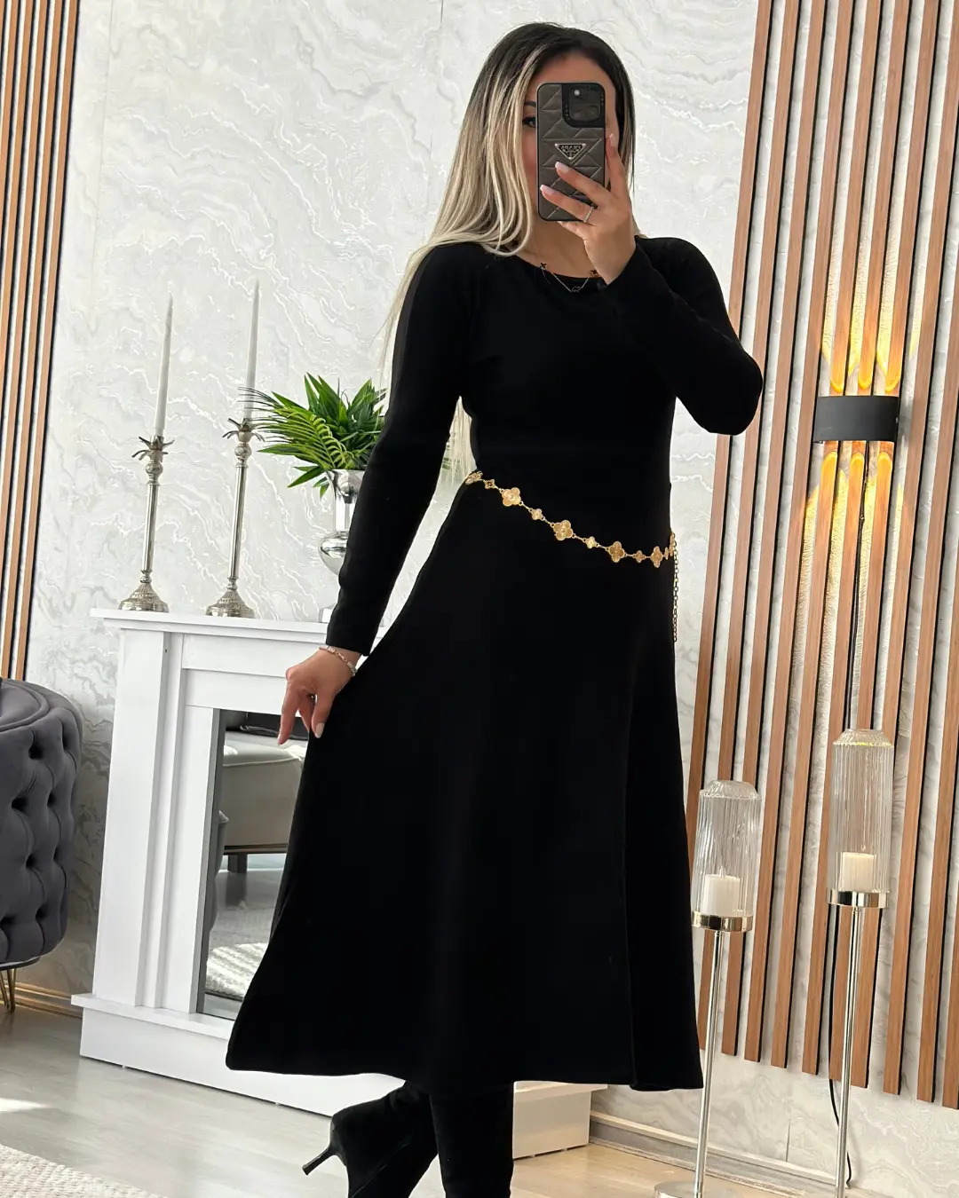 Triko Kemerli Kiloş Elbise