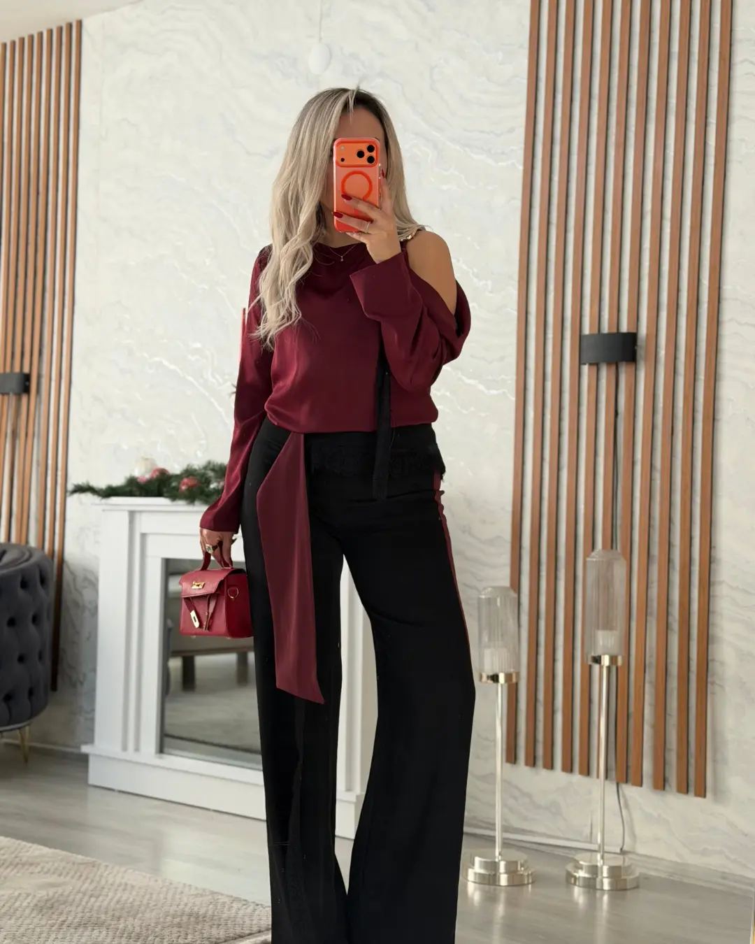 Güpür Saten Detaylı Palazzo Pantolon