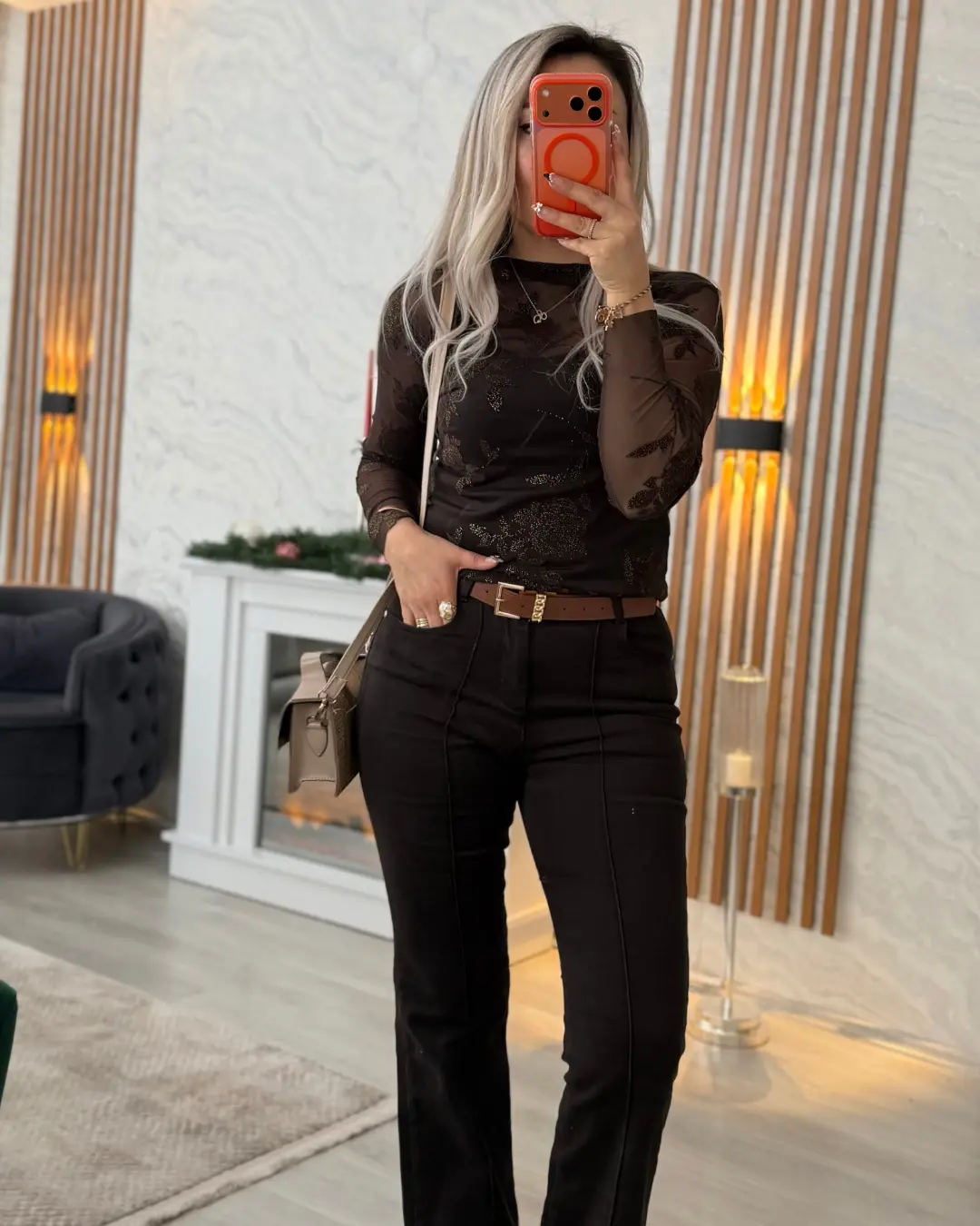 Kemerli İspanyol Paça Kahve Jean