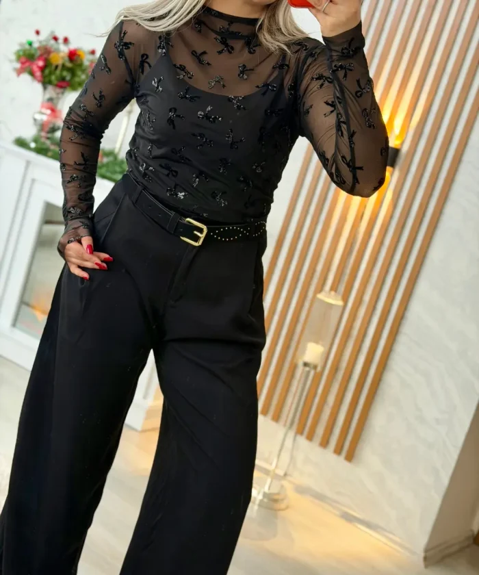 Alternative view of Krep Kumaş Cepli Palazzo Pantolon