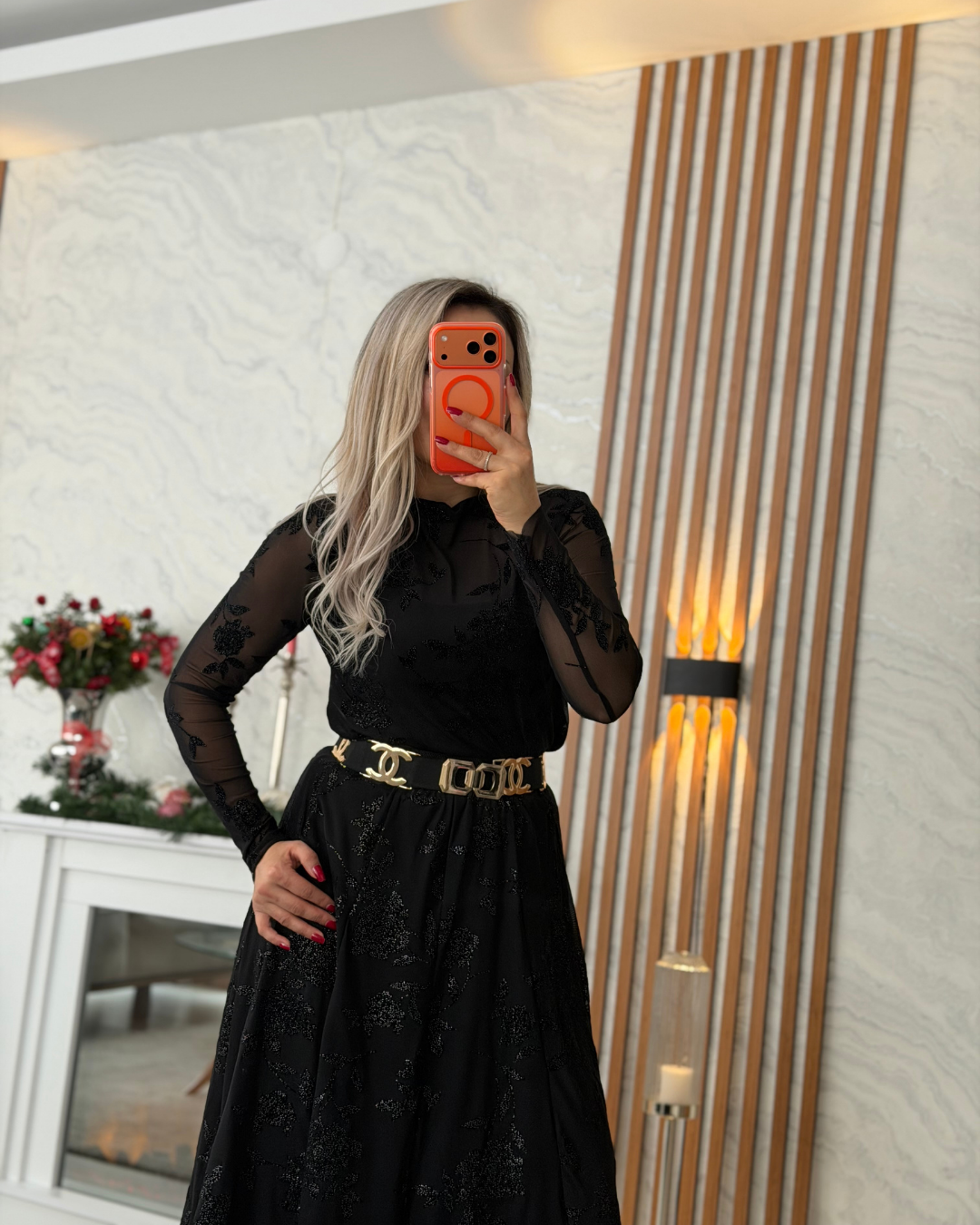 Nakışlı Simli Beli Lastikli Tül Etek