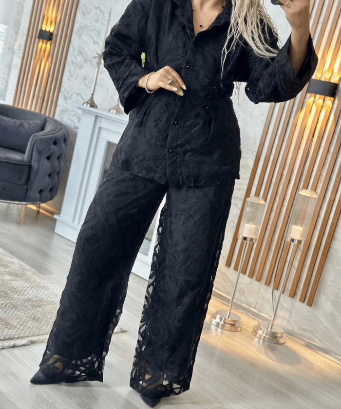 Alternative view of Organze Kendinden Desenli İkili Takım