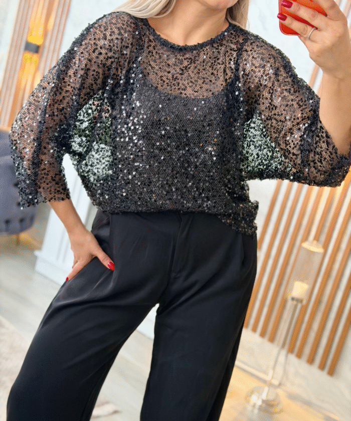 Alternative view of Sıfır Yaka Payetli Bluz