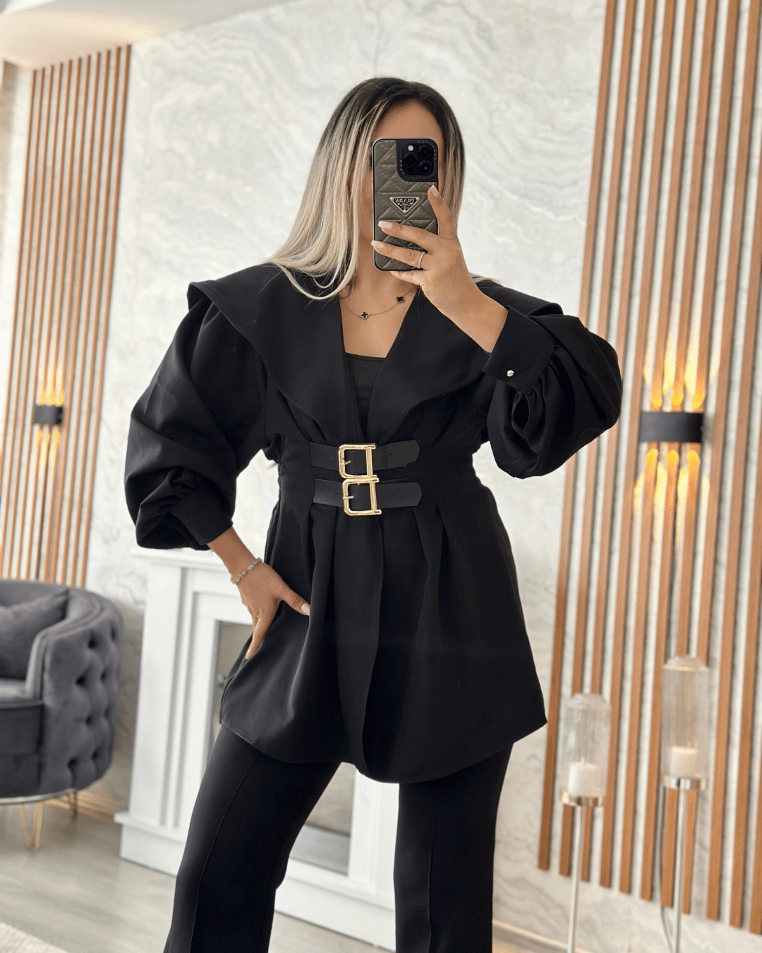 Tasarım Model Şal Yaka Kemerli Ceket